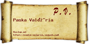 Paska Valéria névjegykártya