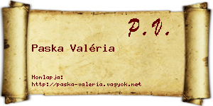 Paska Valéria névjegykártya